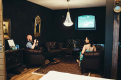 Seating area inside the Manor Stables.