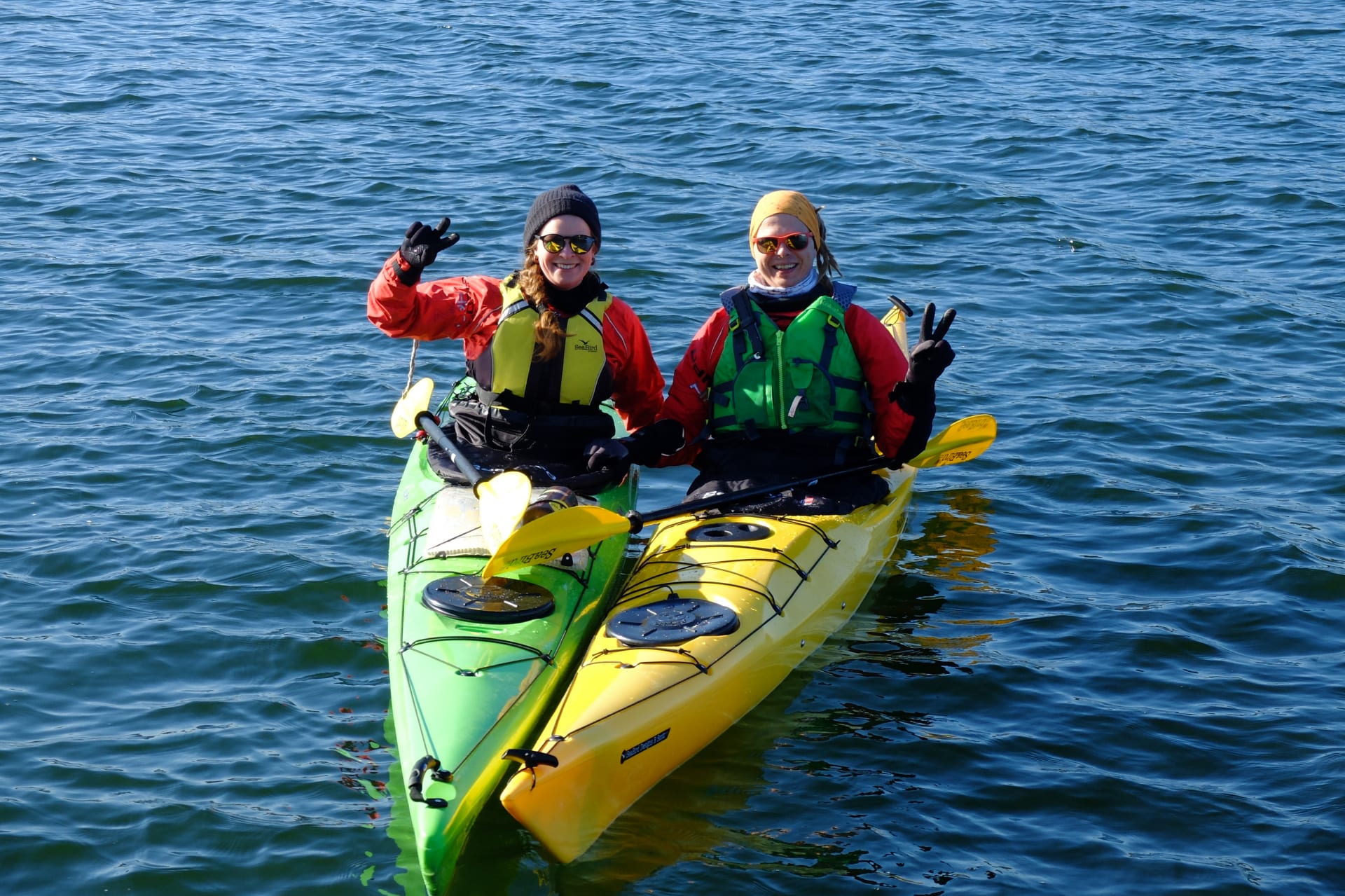 Happy kayakers