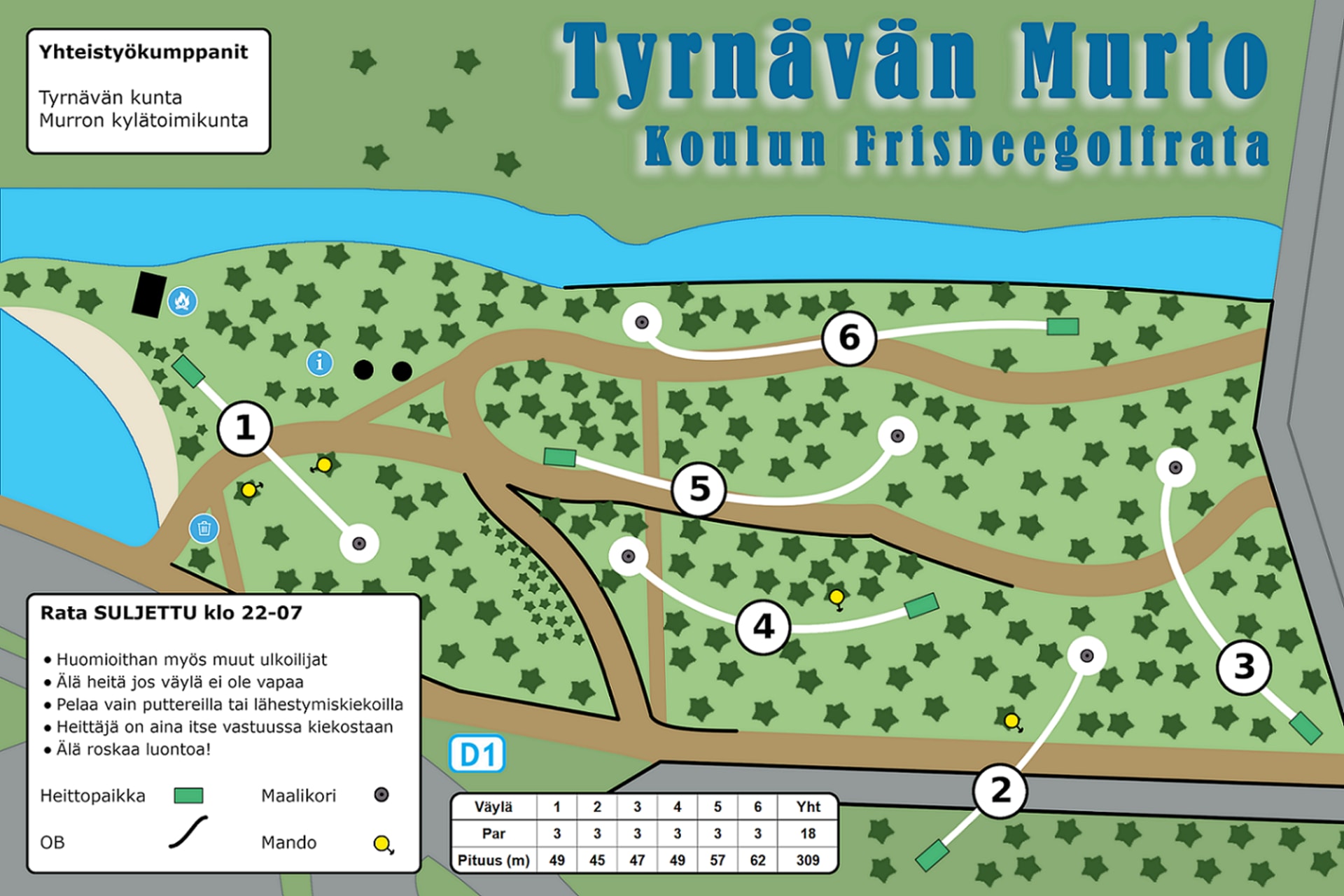 Murron koulun frisbeegolfkartta