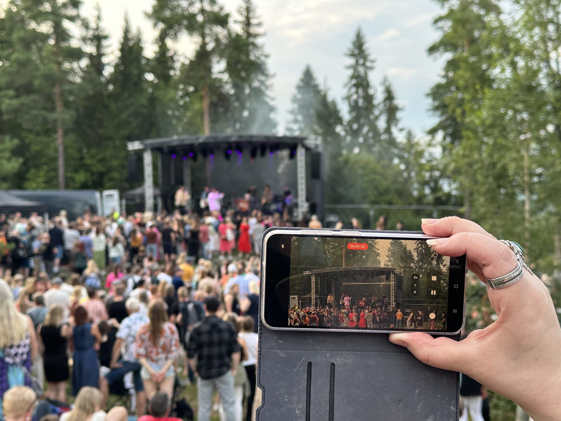 People at a music event in Kirkkoharju