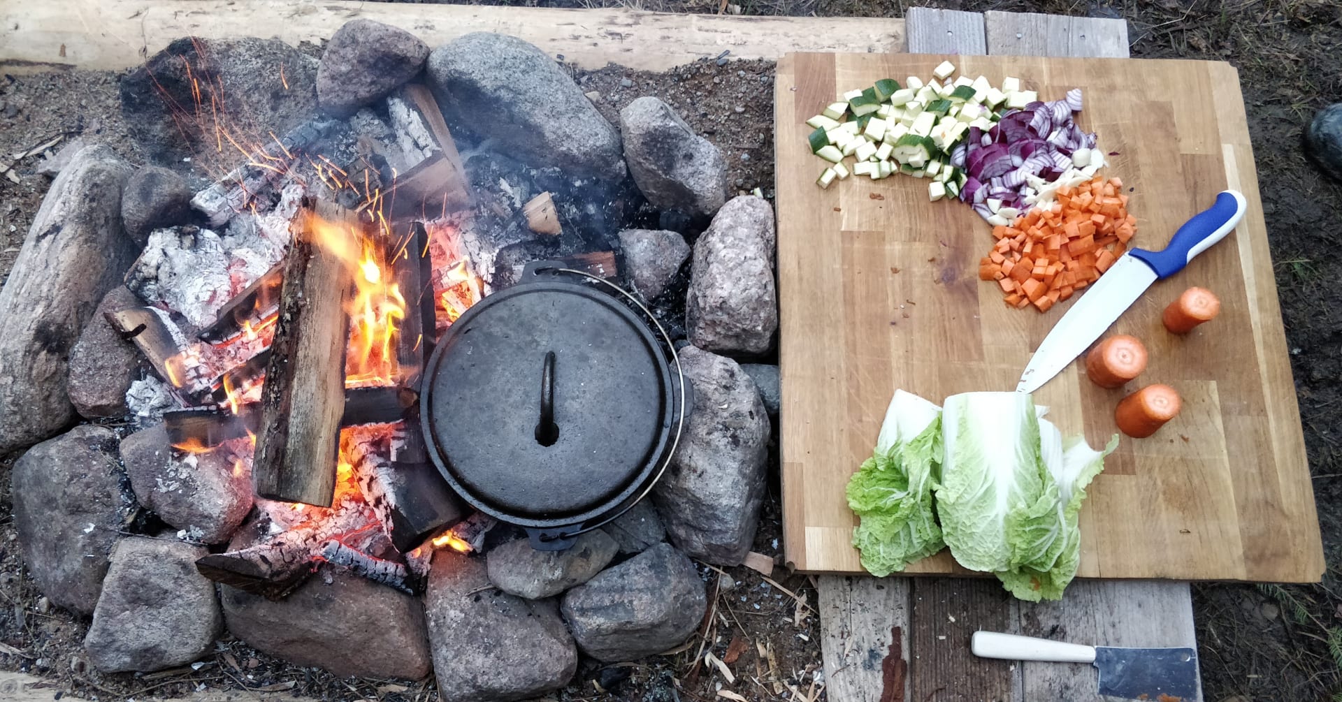 Outdoor dinner at Naawa Nature Camp