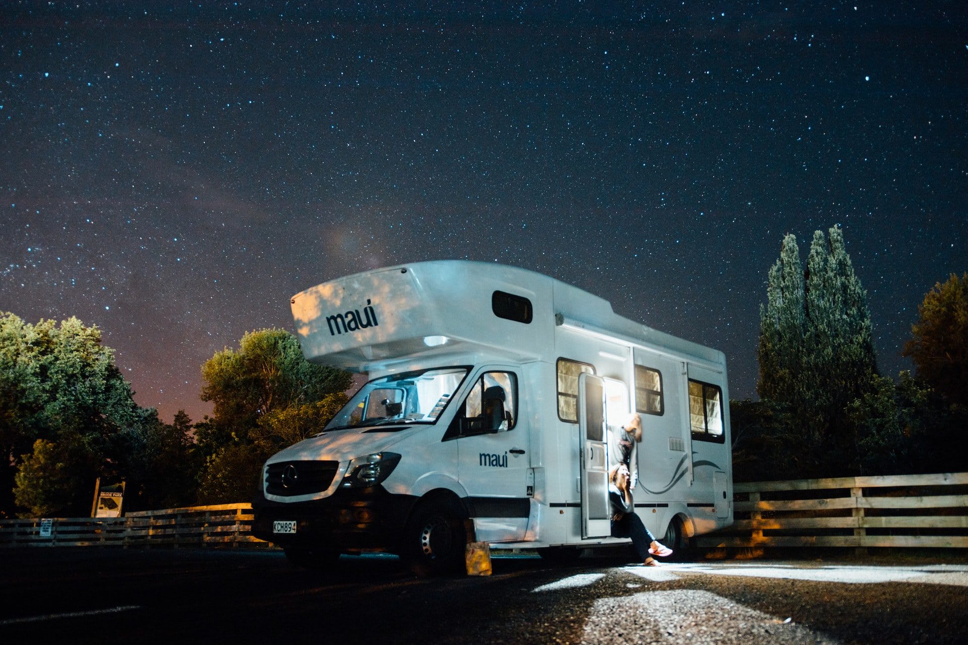 A motorhome parked.