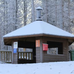 A covered fireplace for taking a break.