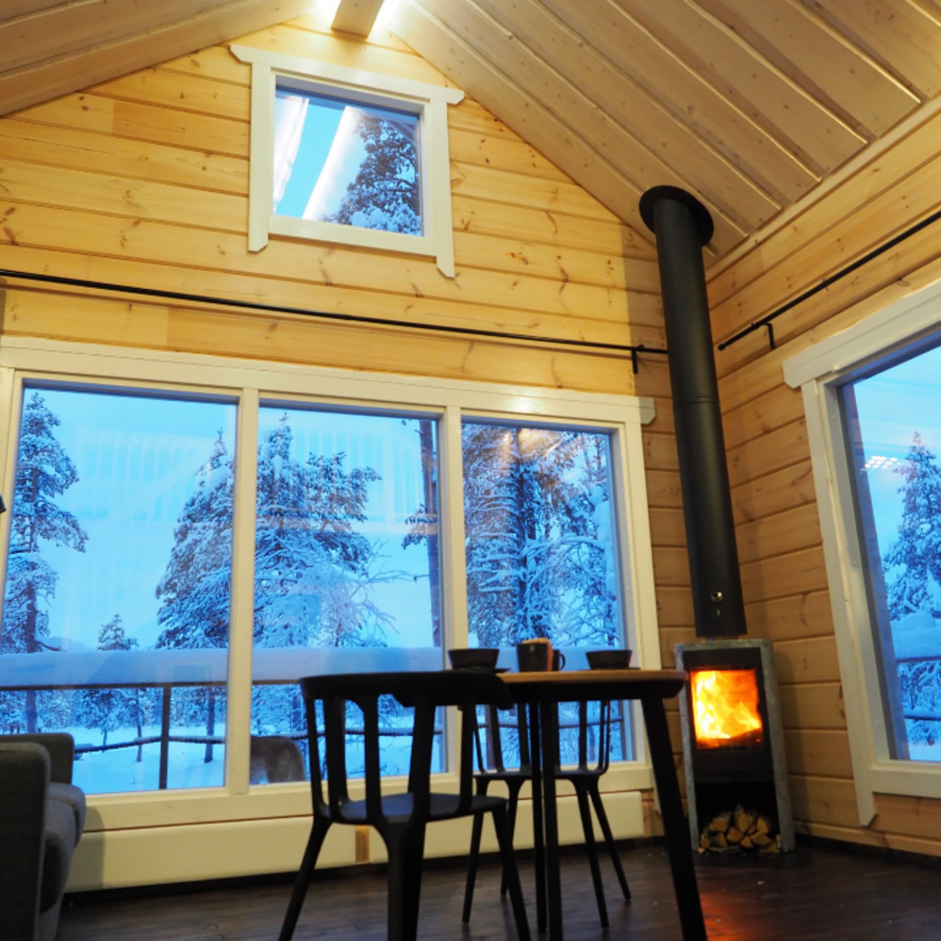 Living room of LapinTintti Eco-Cabin. 