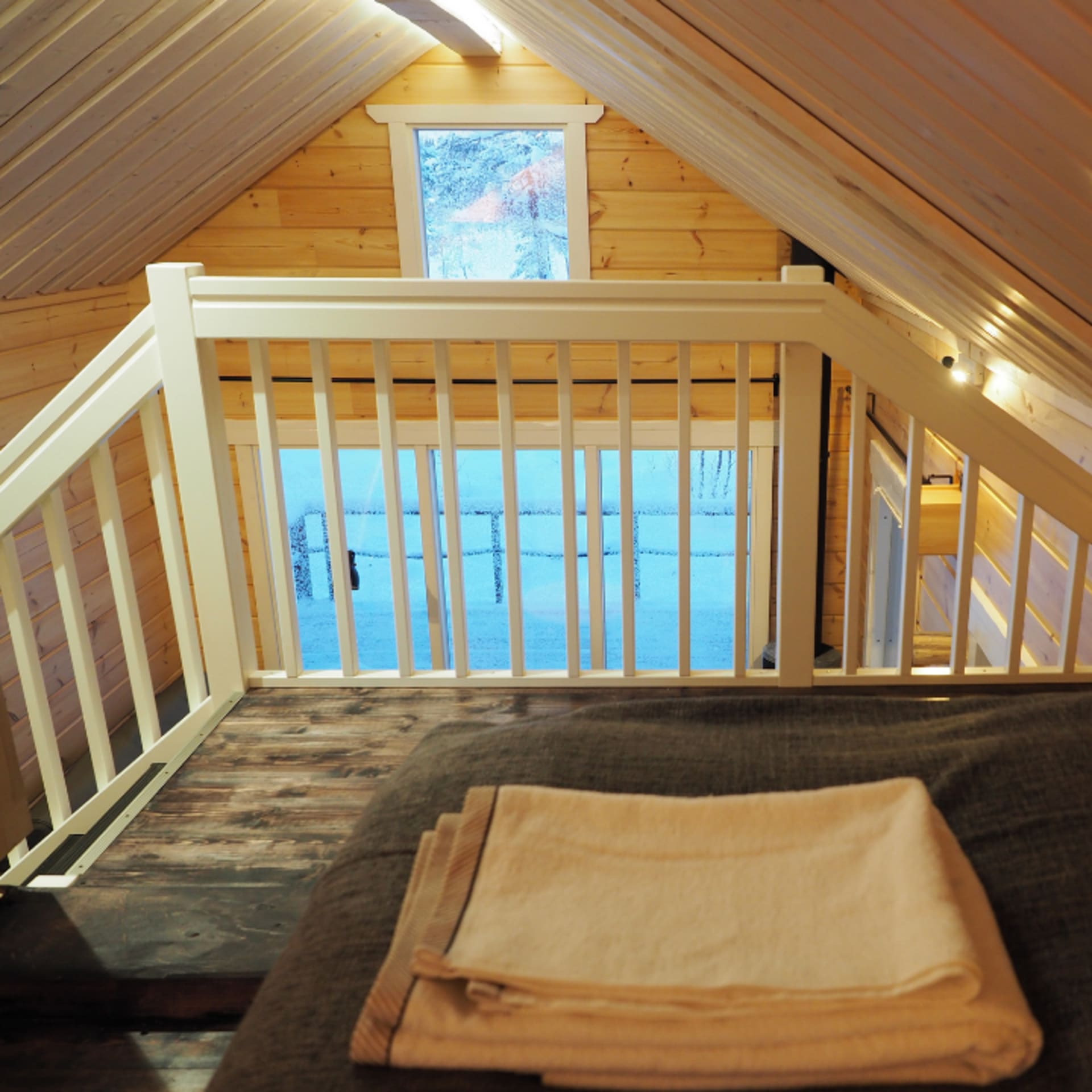 The view from the loft of LapinTintti Eco-Cabin 