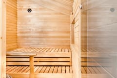 Villa Betlehem's lakeside sauna from inside.