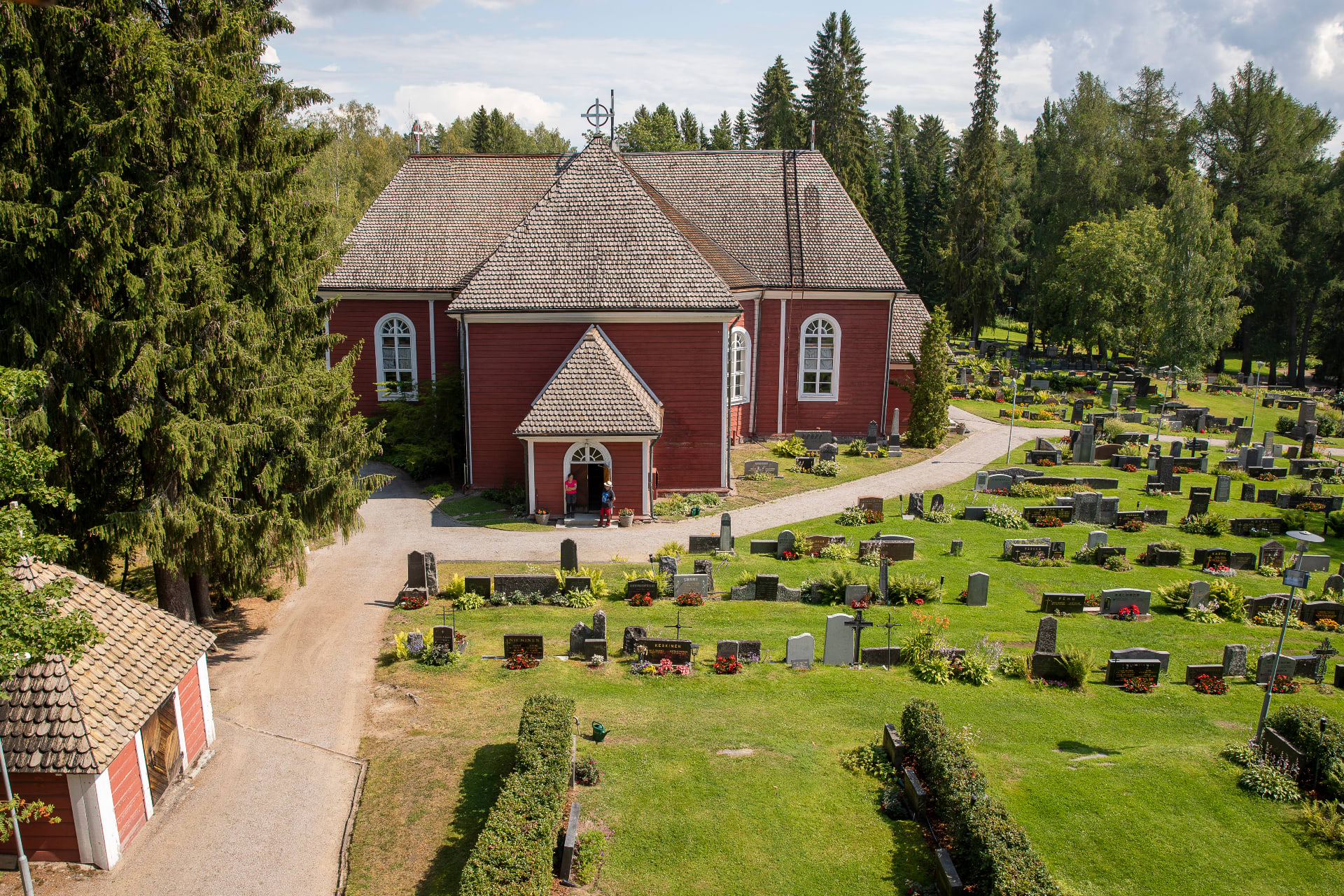Teisko cemetery is located right next to the church.