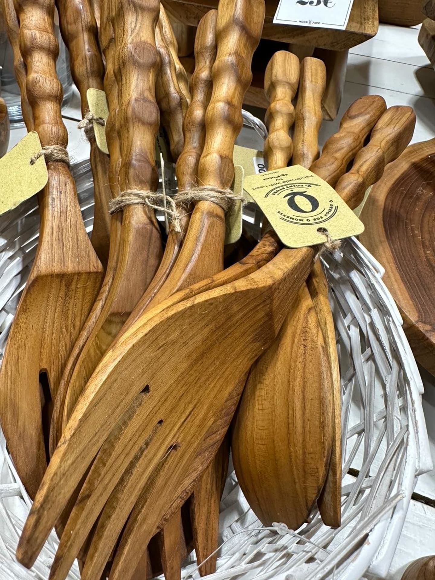 hand made salad spoons made of teak wood