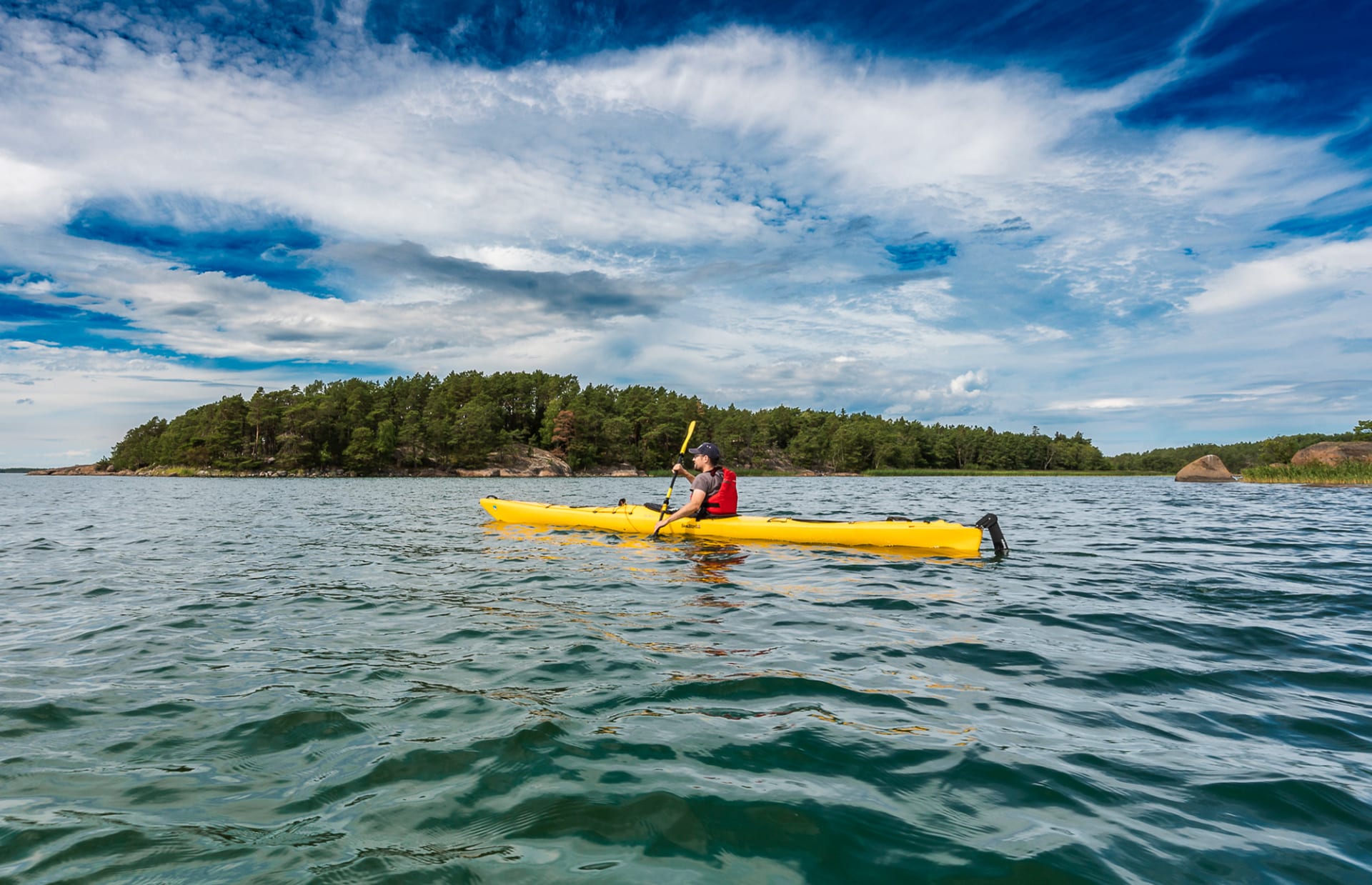 Sea kayaking in the Kustavi archipelago. Sea kayaking in the Kustavi archipelago.