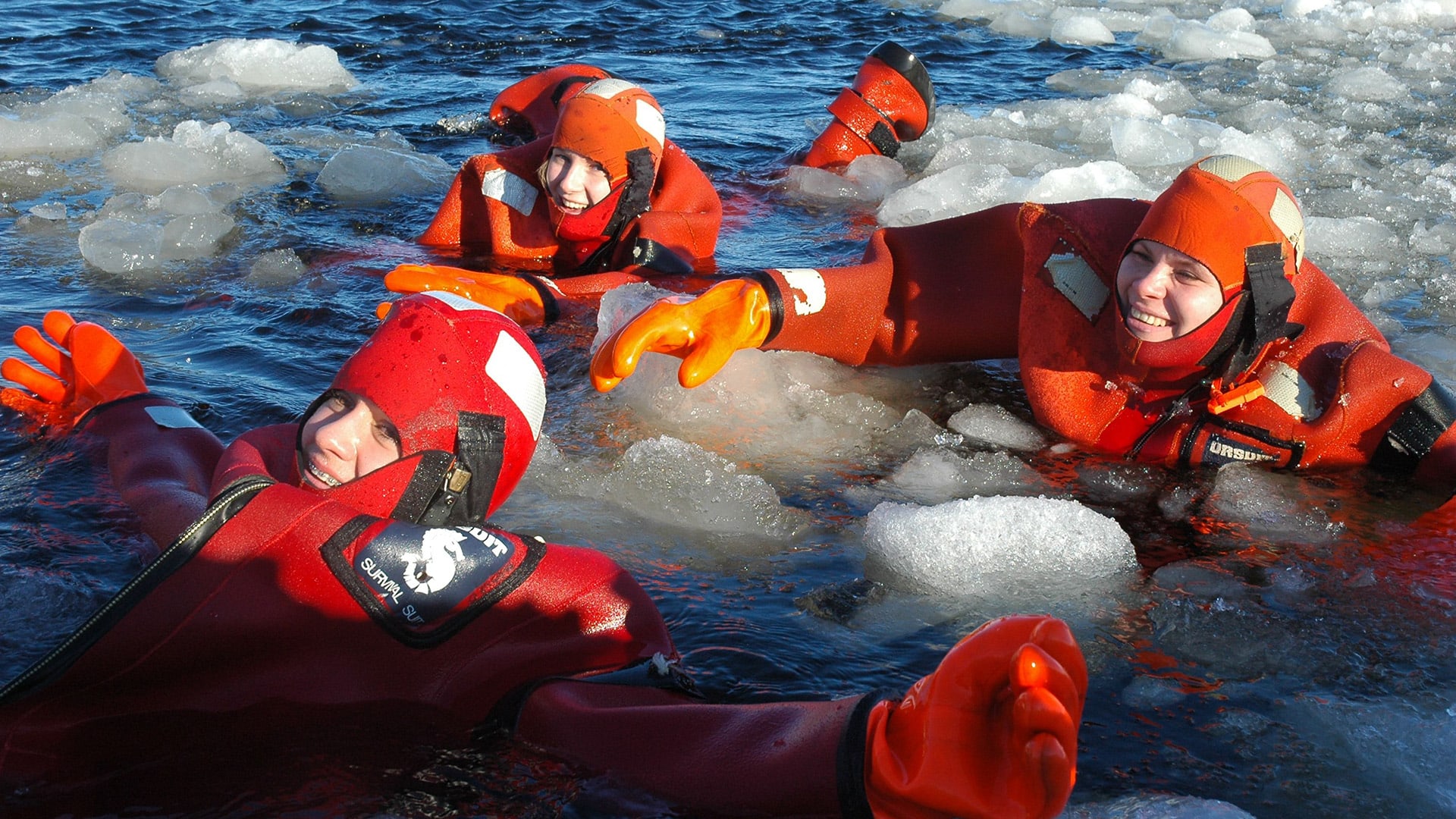 Ice floating with ice blocks