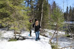Snowshoeing takes place along Hiisi Rapids near Villa Cone Beach.