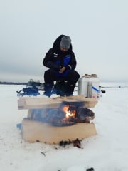 ice fishing on the ice