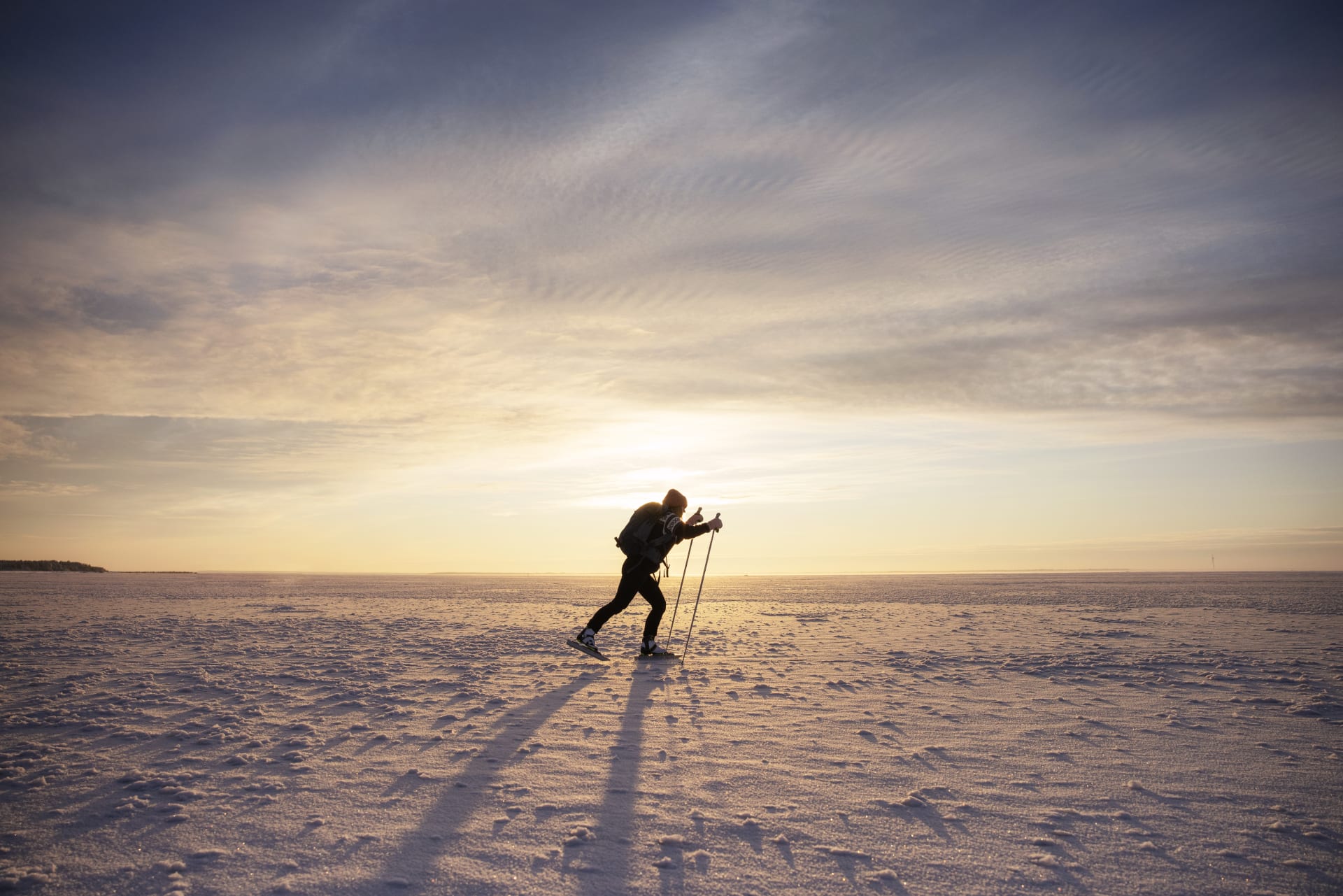 Skating on the on the frozen sea in Kempele