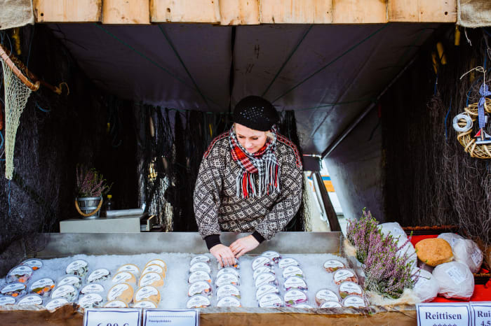 Woman selling herring