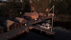 Café Bryggan ilmakuva syksyisessä auringonpaisteessa.