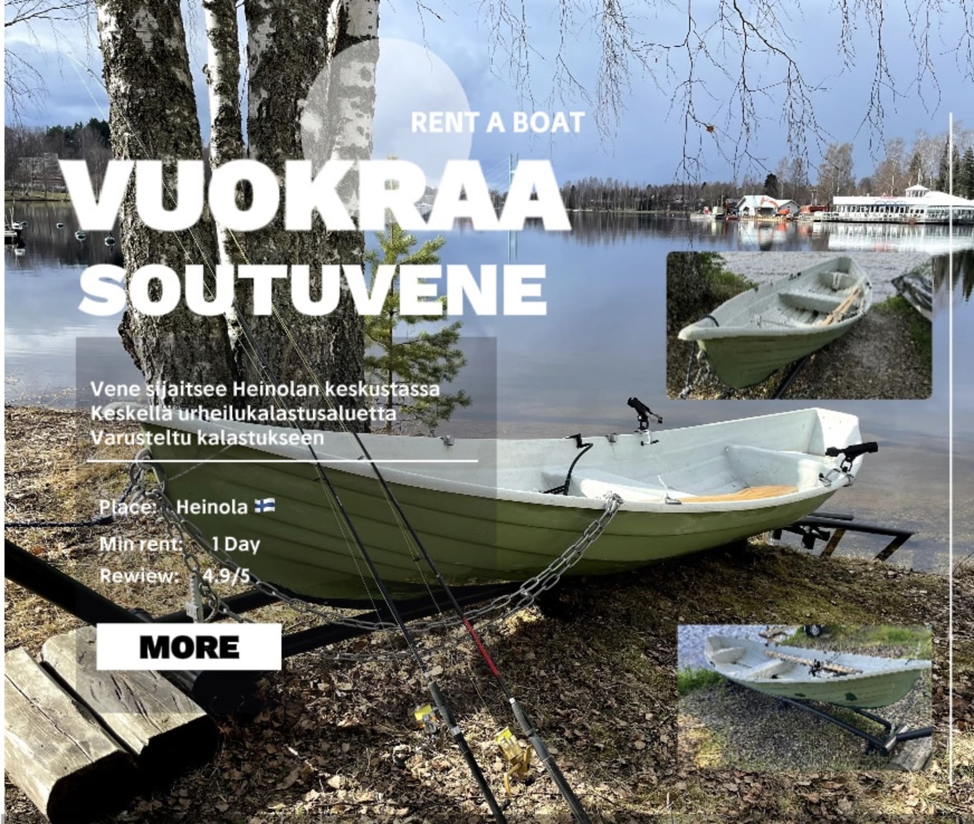 Equipped for fishing, also suitable for camping
