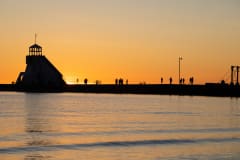 Sunset scenery with Nallikari lighthouse.