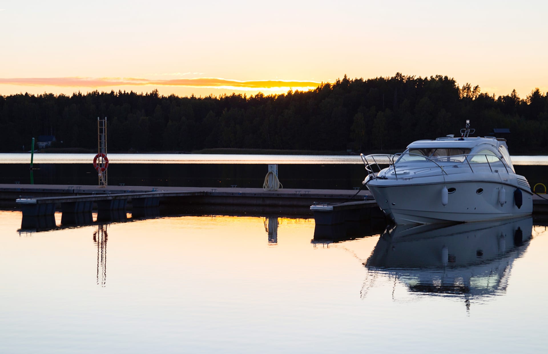 Calm summer night and big boat.
