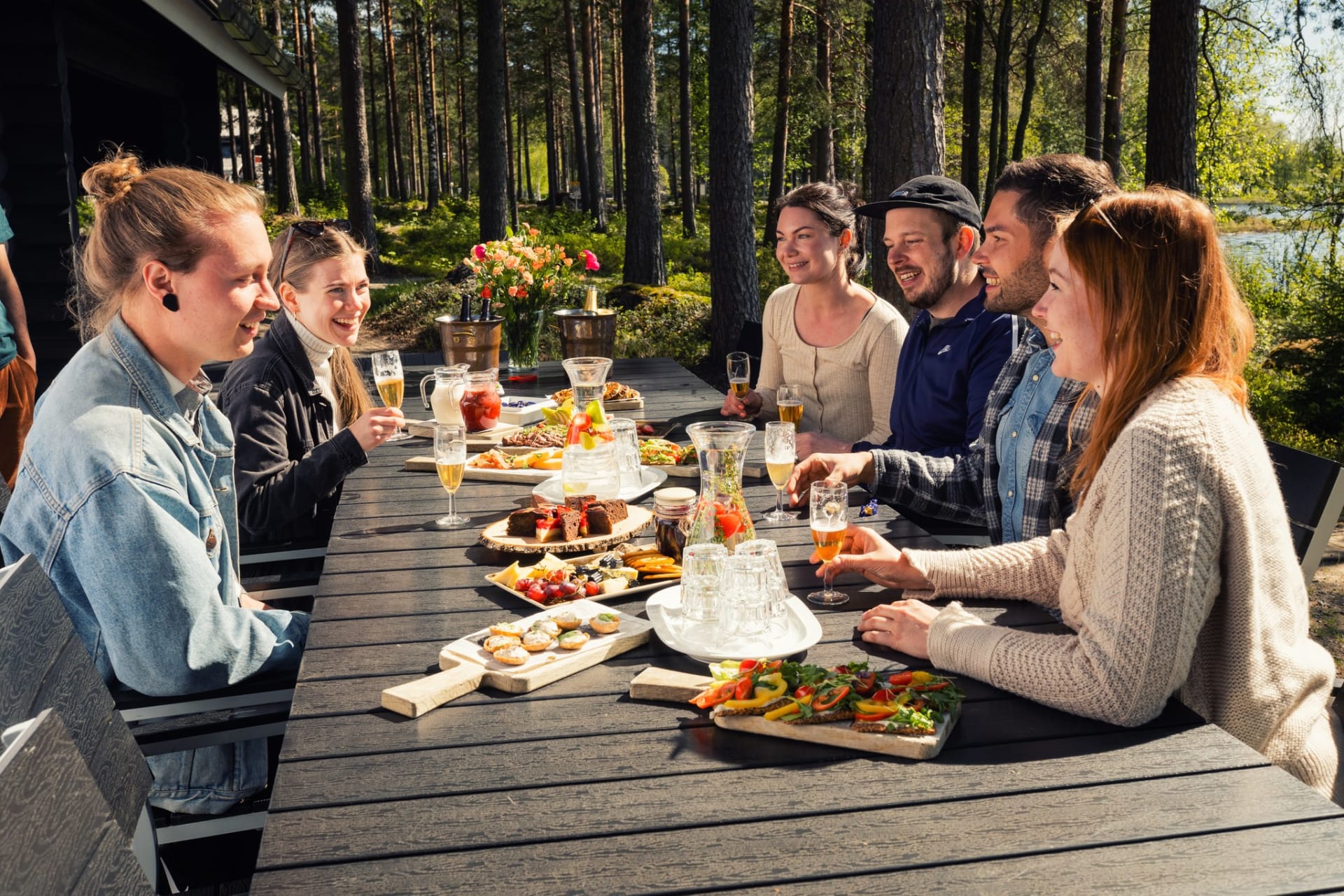 Terrace at the lakeside sauna
