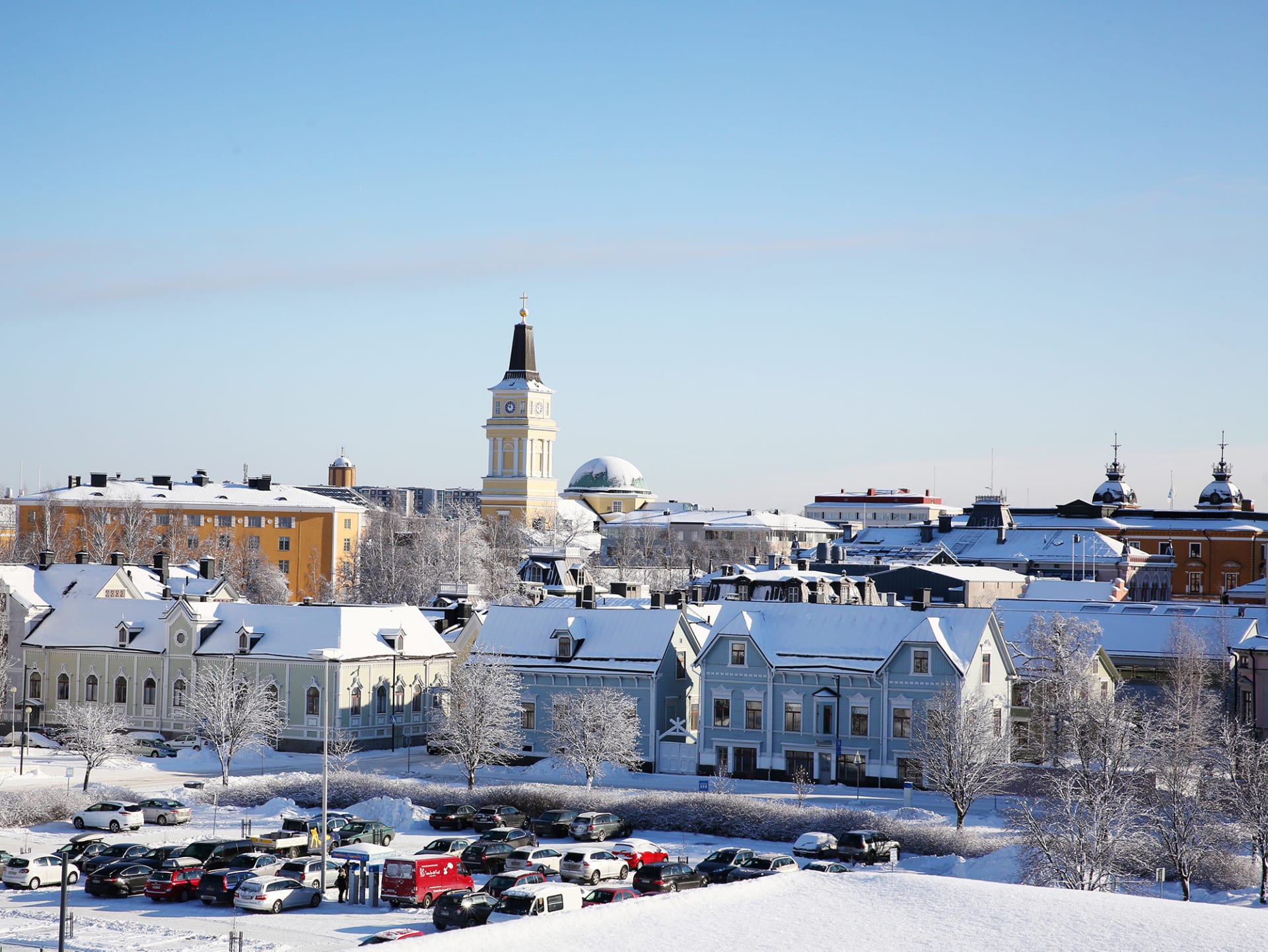 Rantakortteli block in winter.