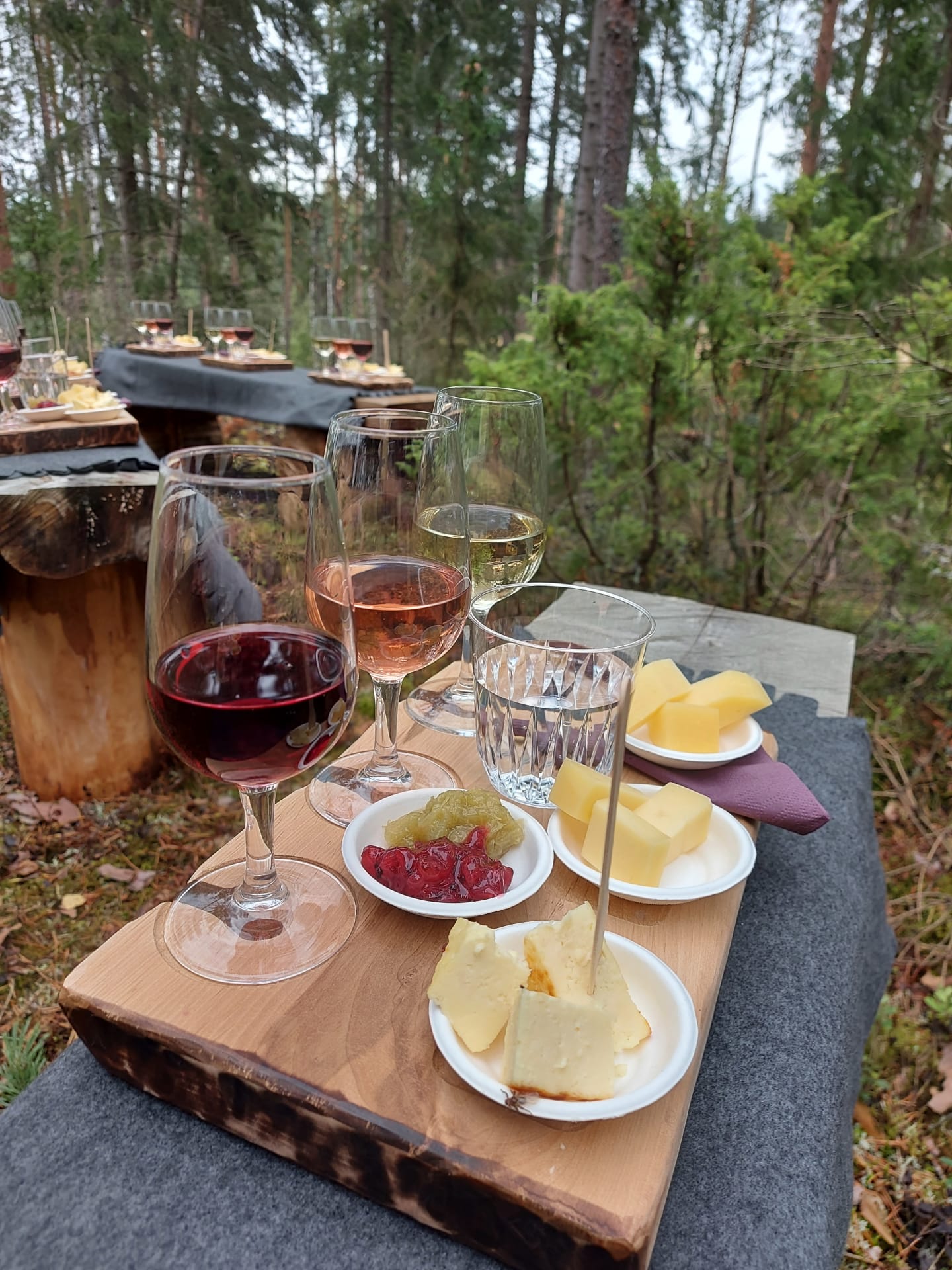 Wine tasting in the woods