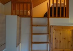Pooki Cottages have a loft with one bed and two mattresses.
