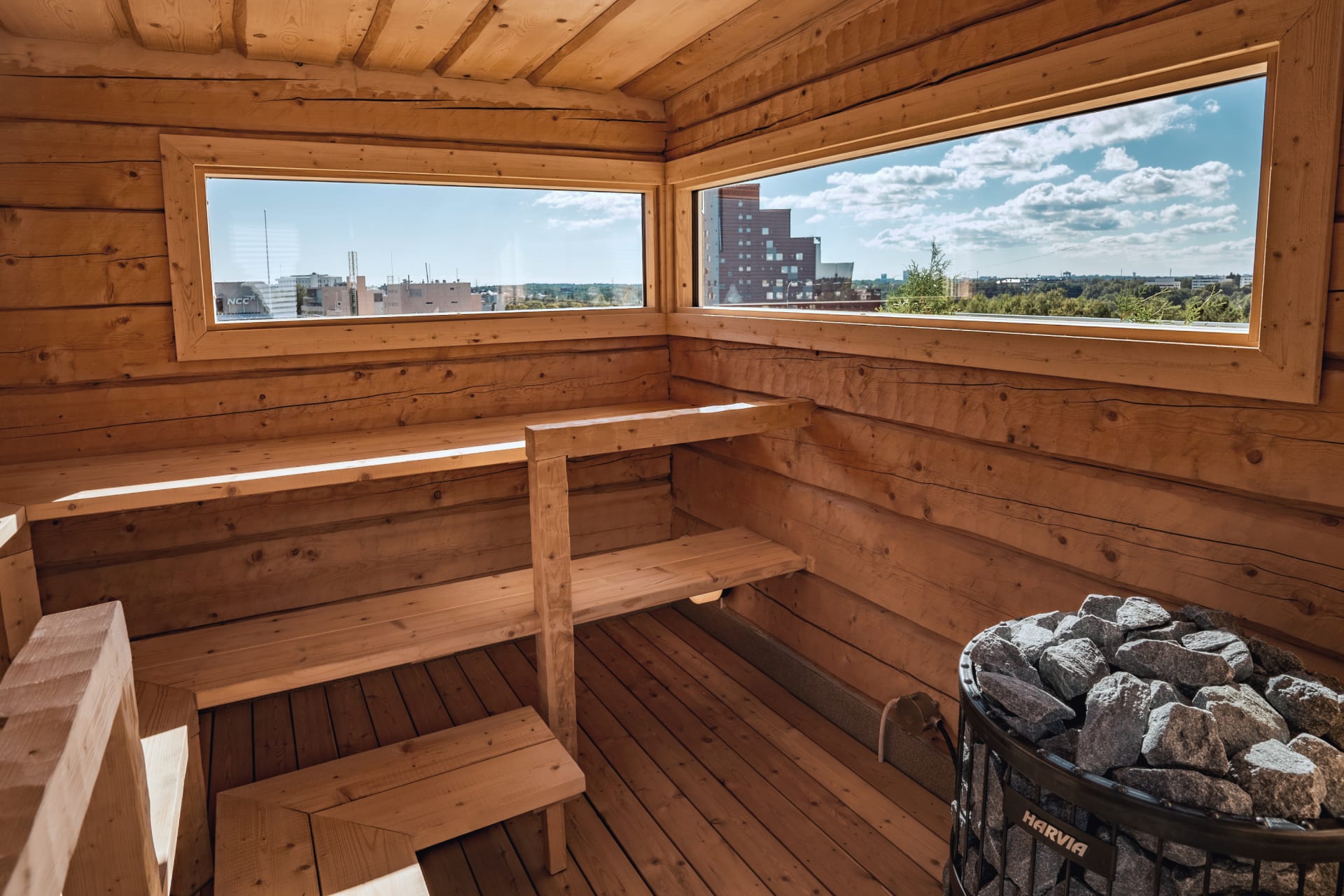 Wellness area log sauna