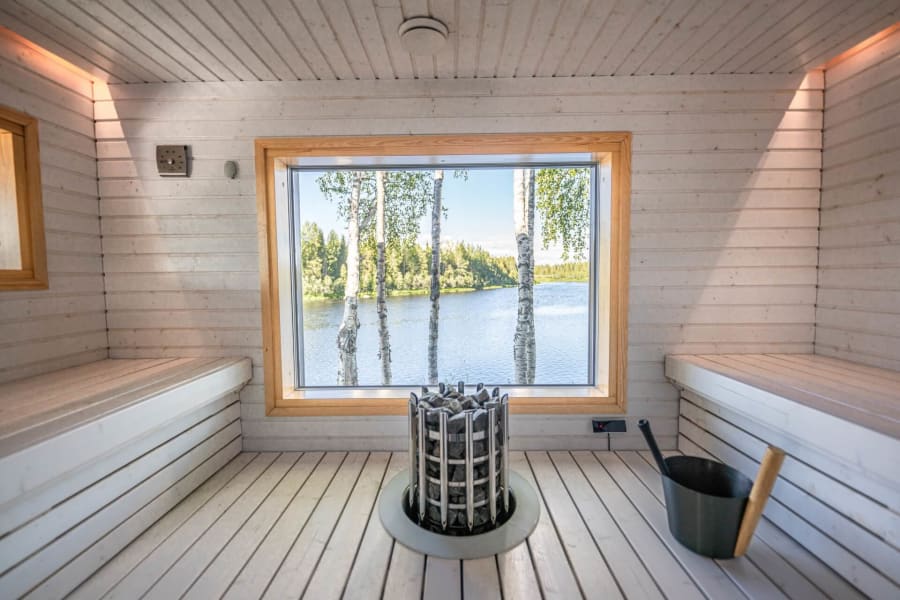Wikkelä villa’s sauna view in summer