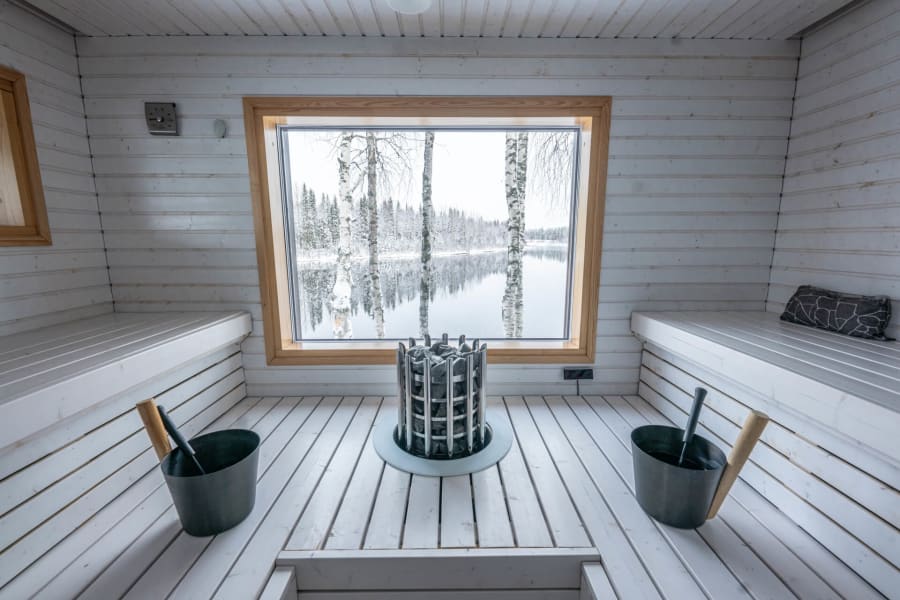 Wikkelä Villa’s sauna view in early winter