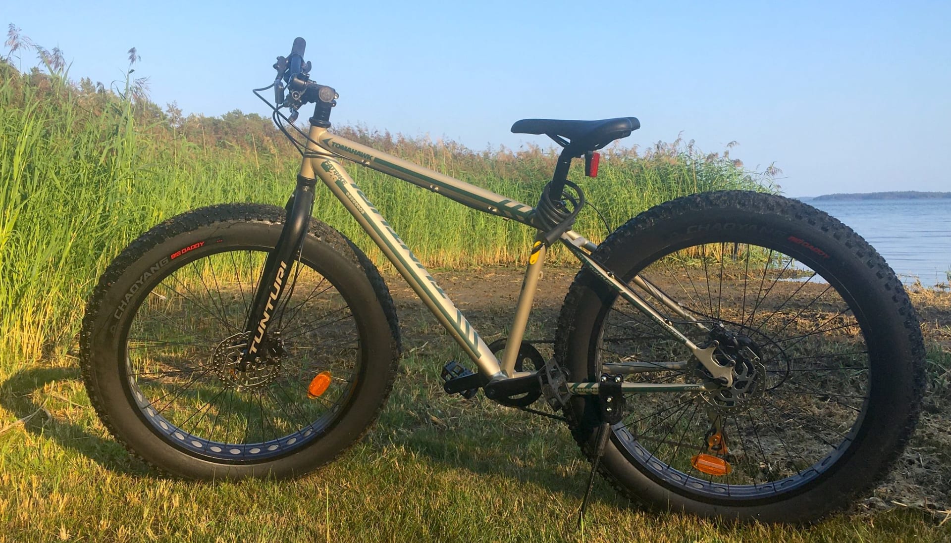 A fatbike bicycle on the beach.