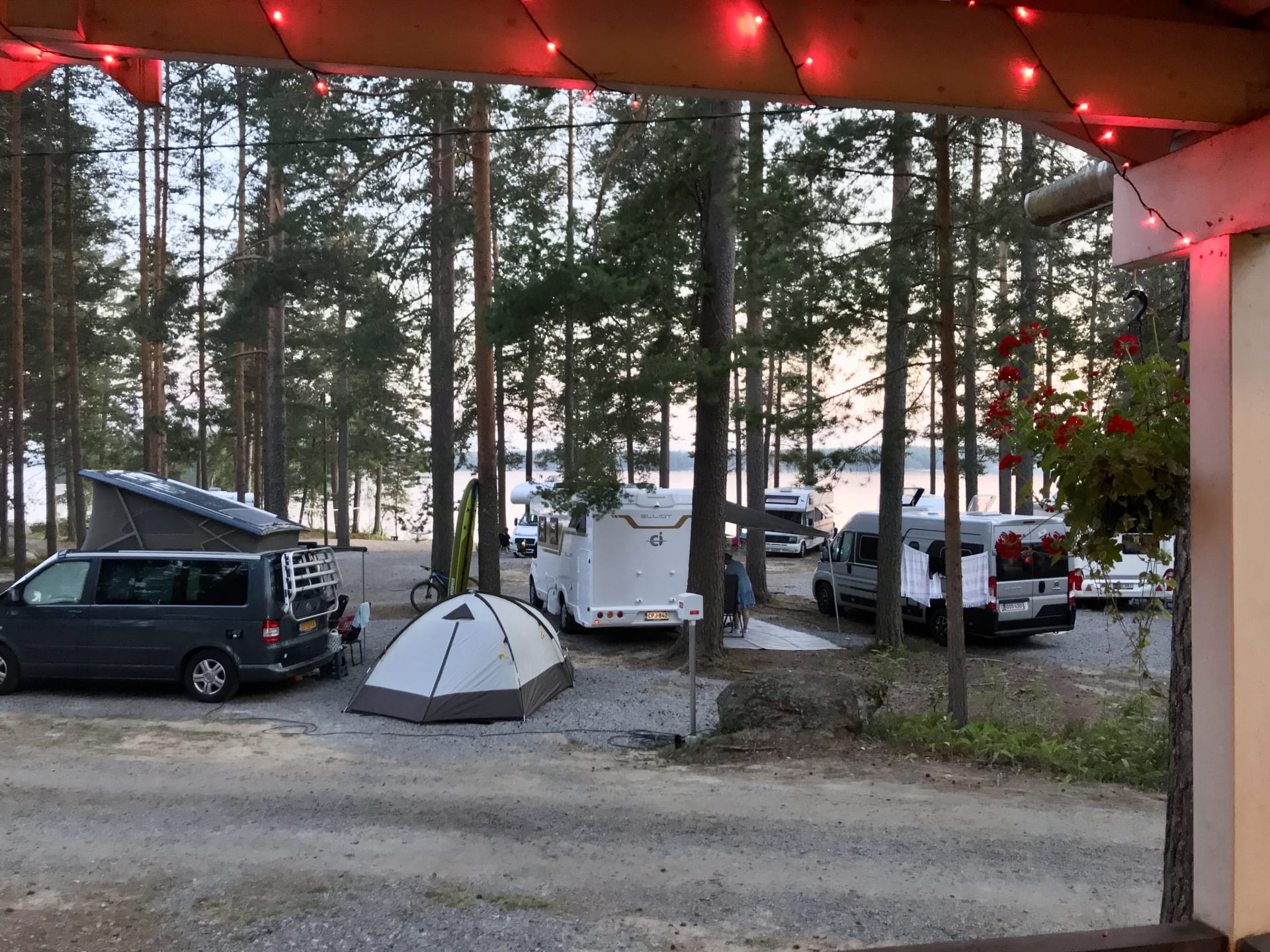 On our camping you can choose your spot for a camper, trailer, tent or hammock next to the lake Saimaa.