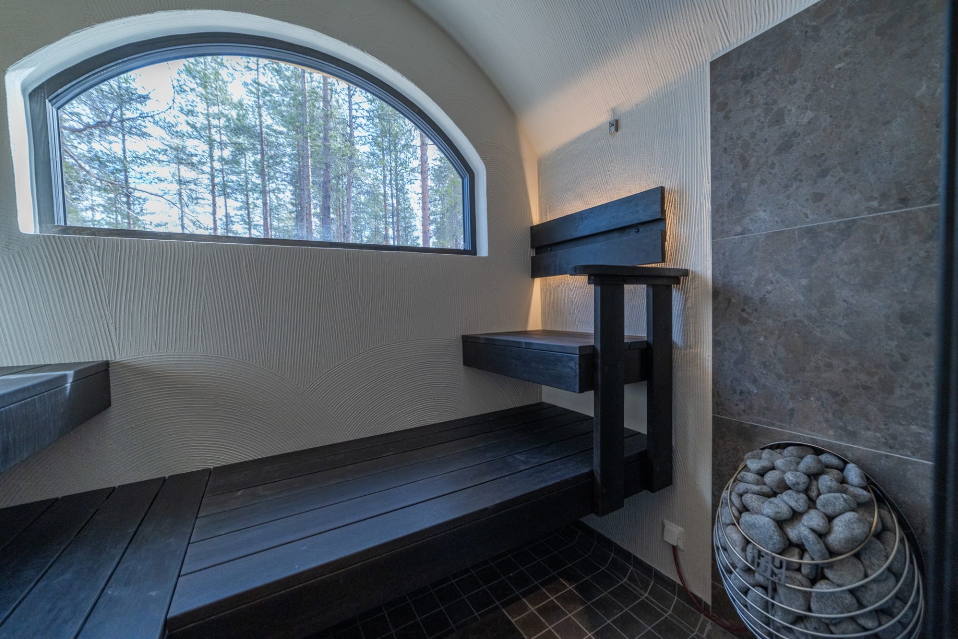 A sauna with Huum stove