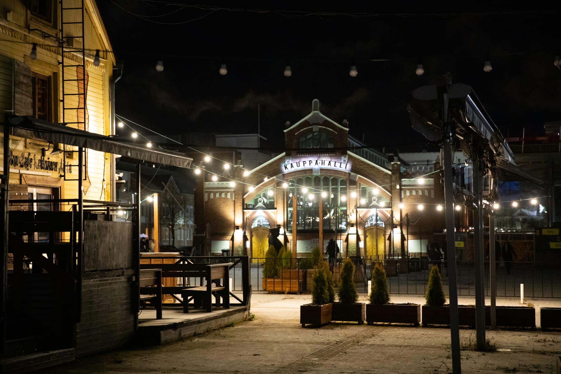 Christmas lights at the market square.