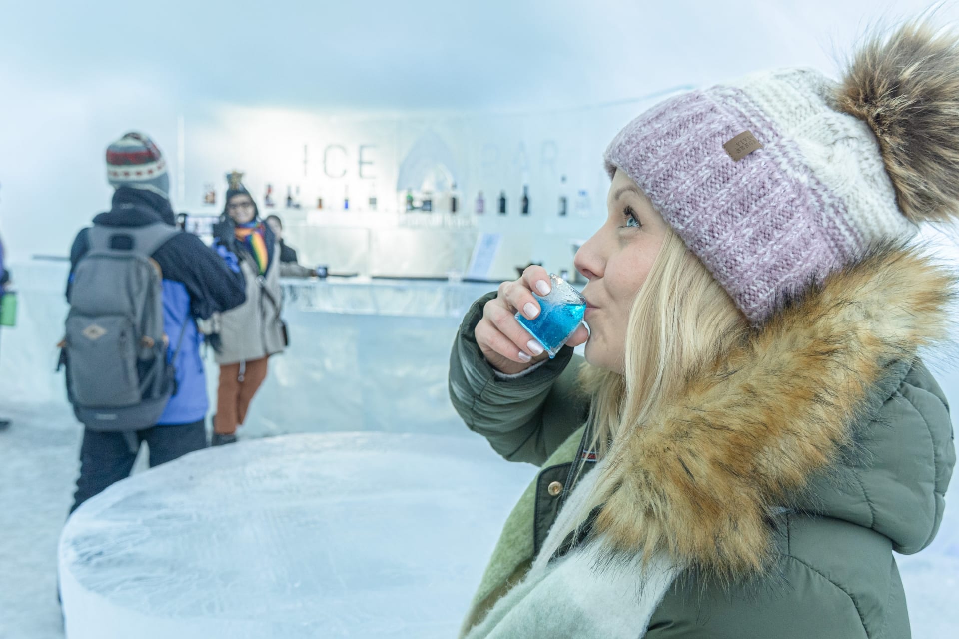 Drinks in Ice Glass at the Ice bar