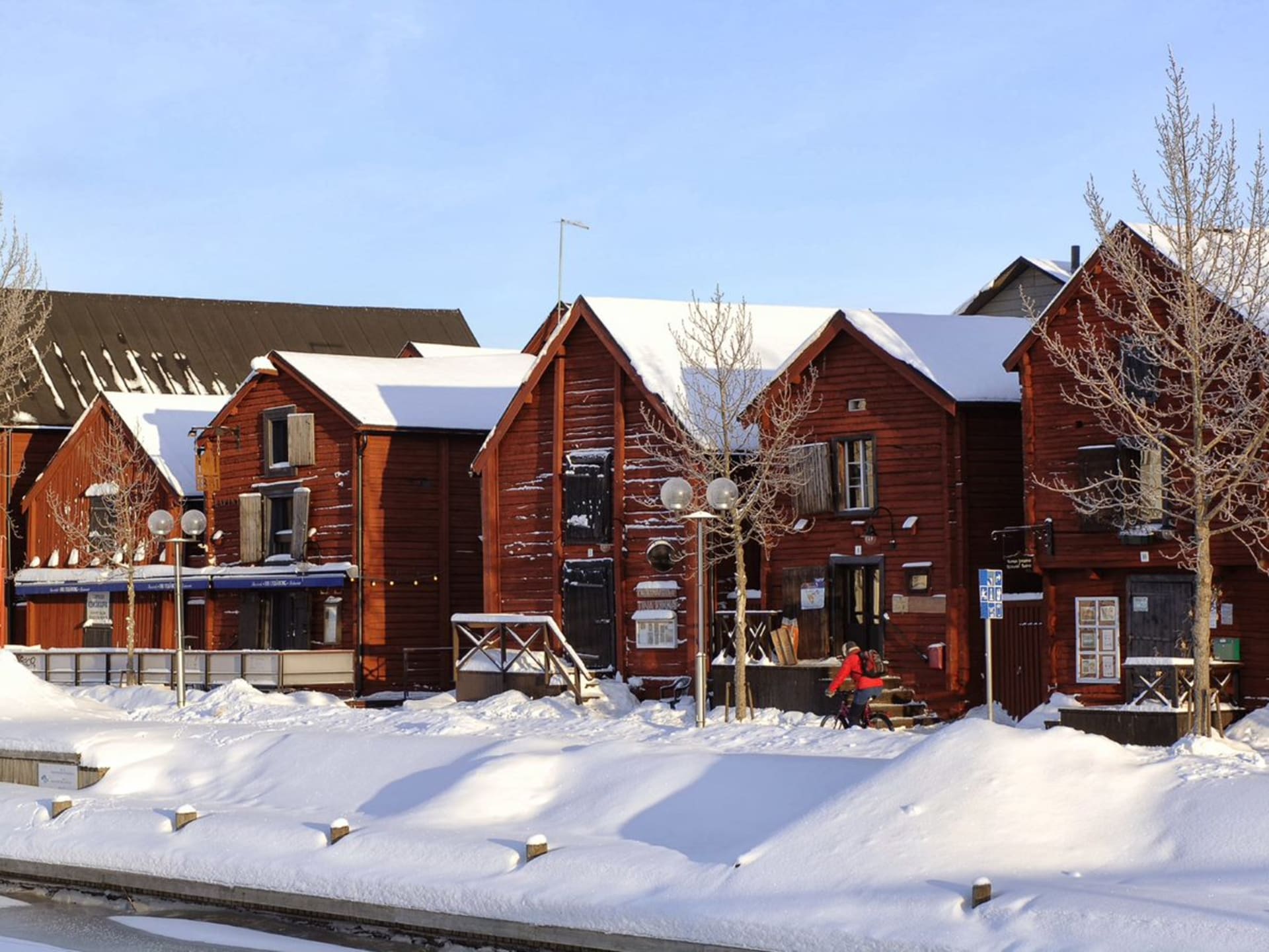 Old granaries of the market square during winter.