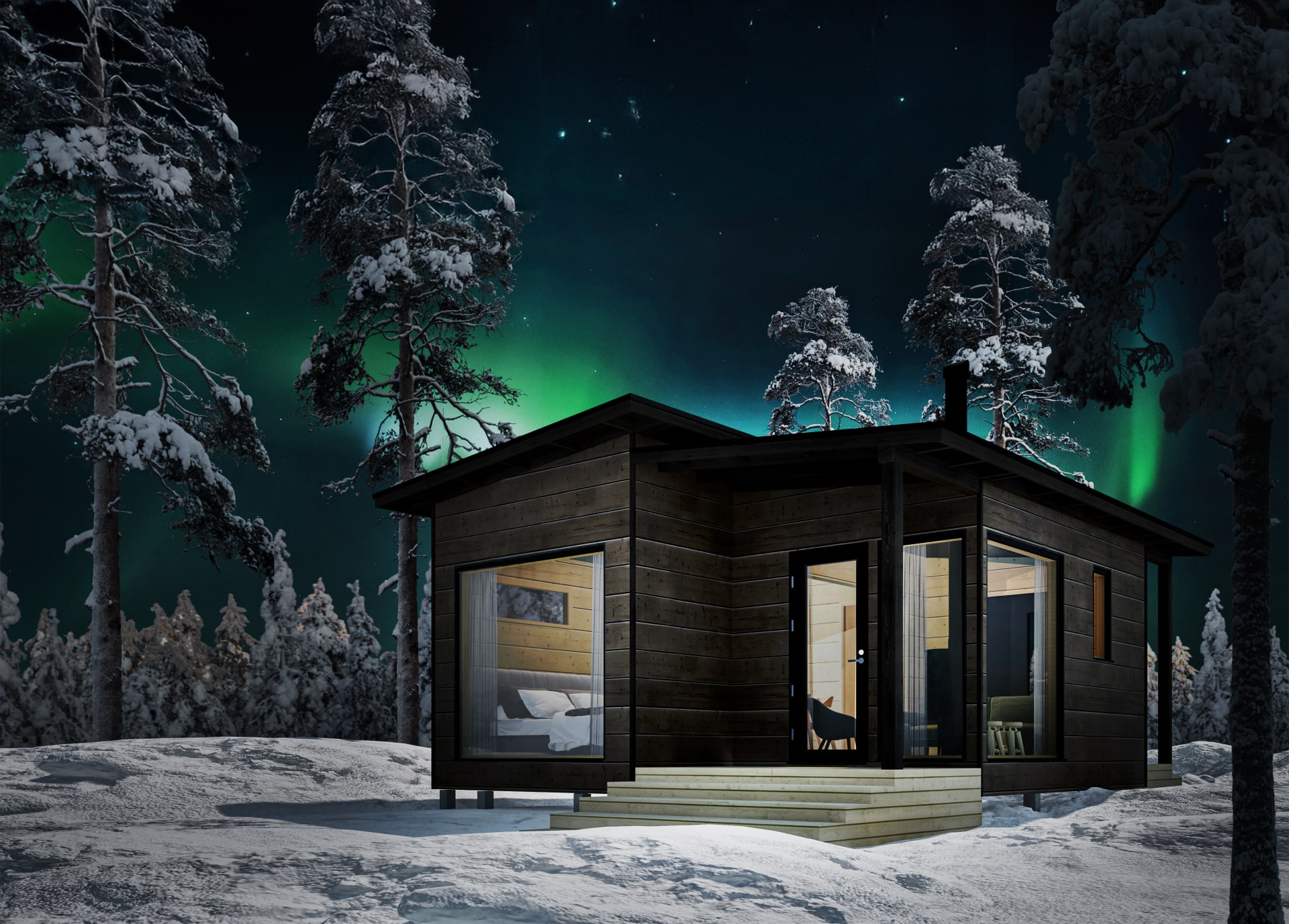 Lakeside Chalet for 2 outside