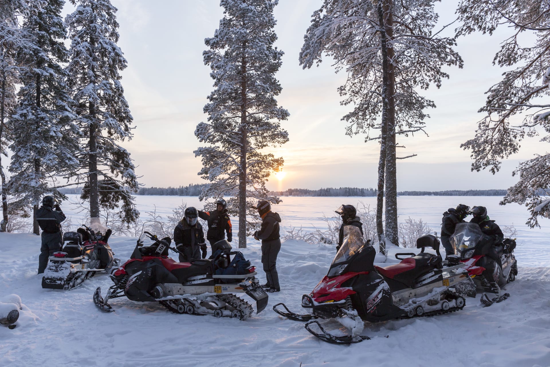 Snowmobile safari in standstill admiring the Arctic Nature