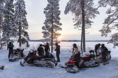 Snowmobile safari in standstill admiring the Arctic Nature