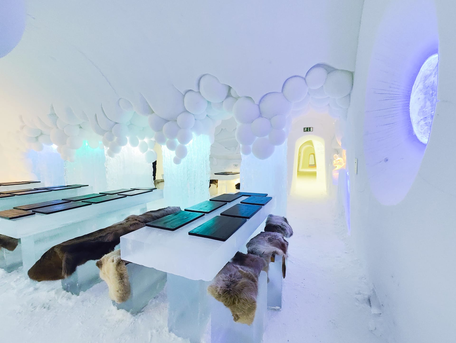 Ice Restaurant in Arctic SnowHotel in Rovaniemi, Lapland, Finland