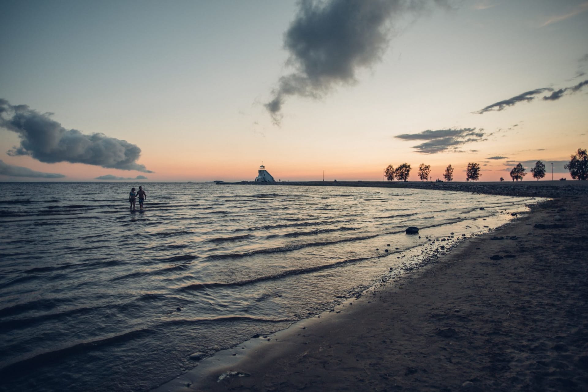 Nallikari beach on sunset.