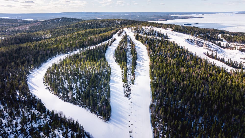 Ski slopes on a spring day