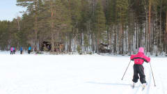 Shelter in the winter. Picture from the lake Pyhävesi towards shelter.