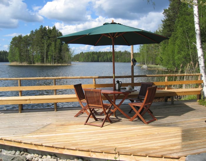 Kaidankiho mökin rantamaisemaa. Kaidankiho cottage beach landscape.