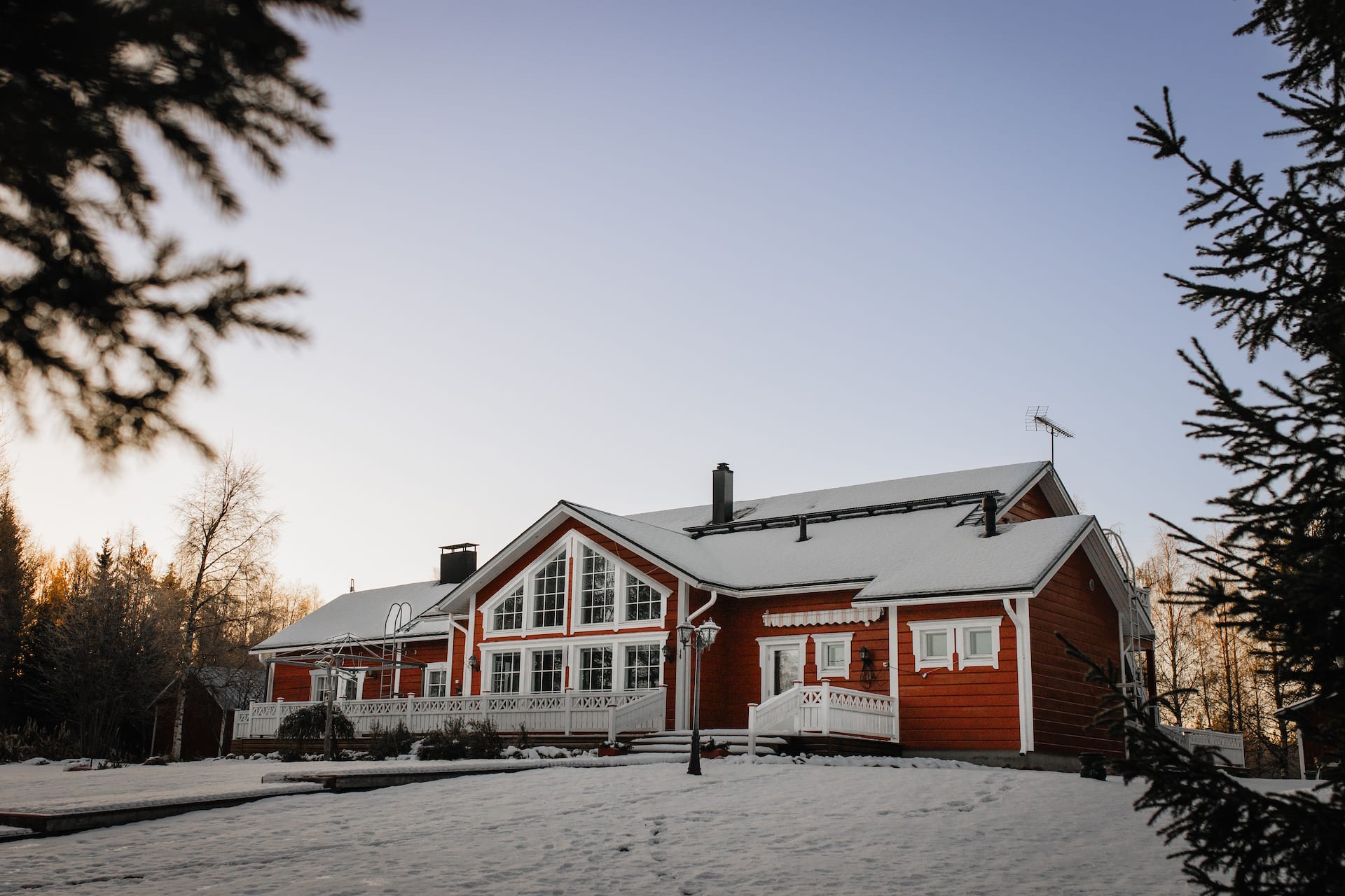 Beautiful villa in the middle of the arctic with landscape windows looking at Lake Norvajarvi