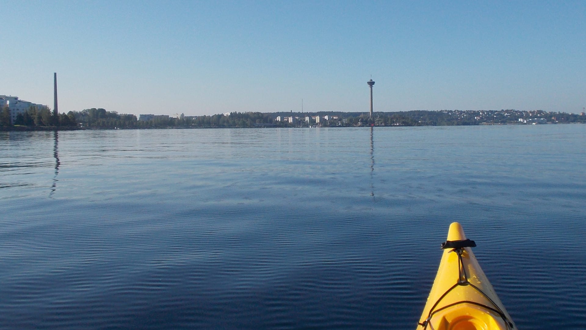 Scenic view of Tampere from a kayak