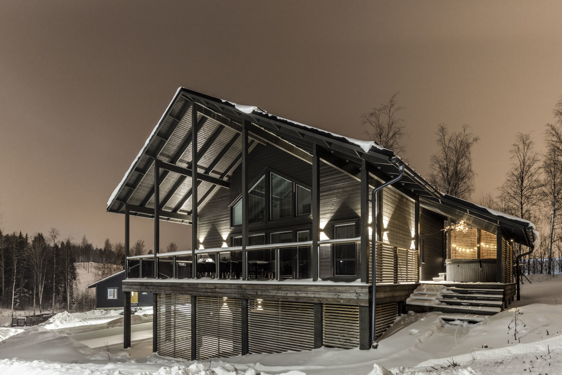 Luxury villa in Himos during winter