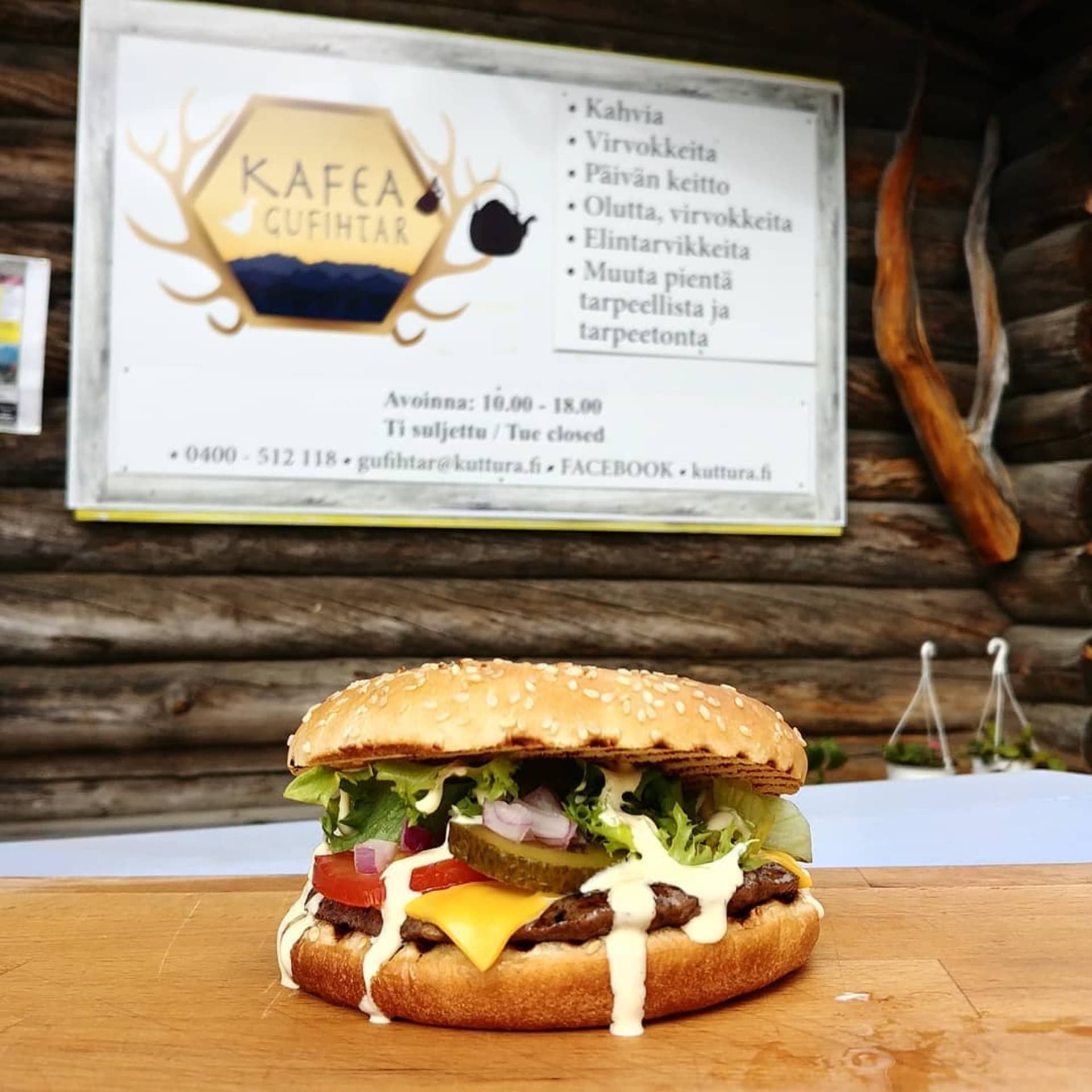 The reindeer burger is the favourite dish in the café.