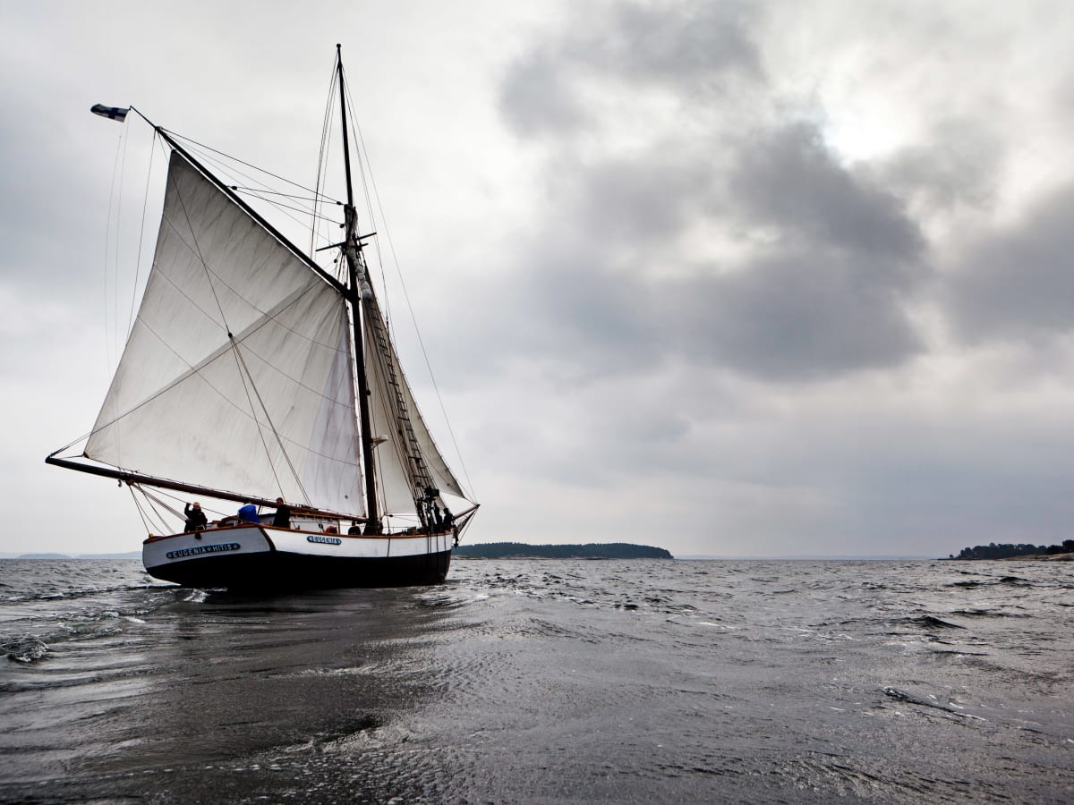 Old Time Yacht Sailing to Örö in Archipelago National Park