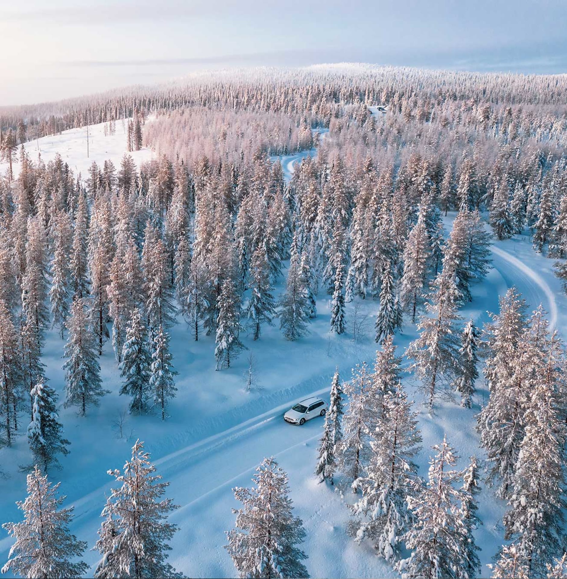 Car in snowy landscape