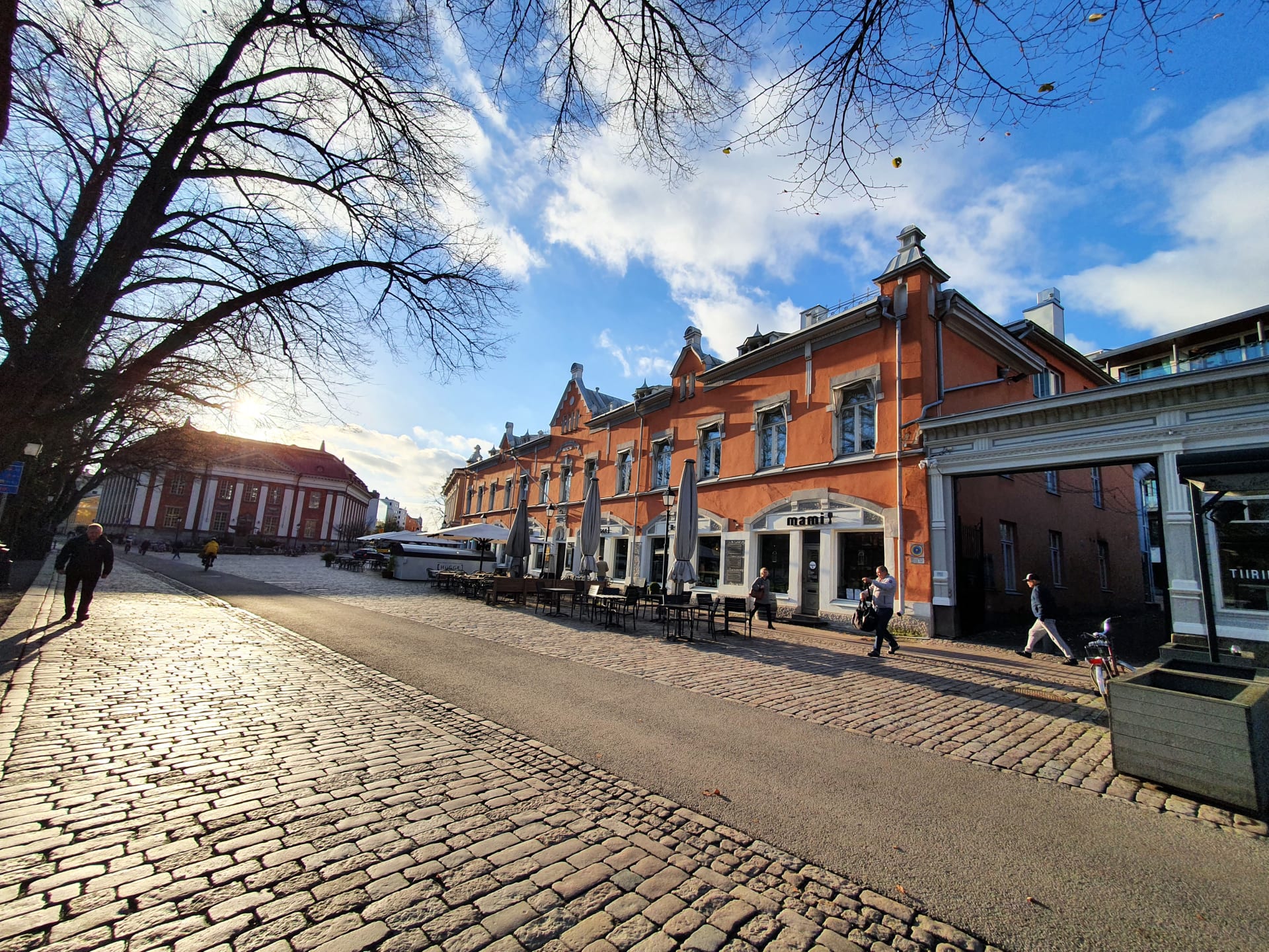 Square with old restaurant buildings